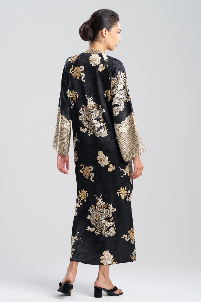 Buy Imperial Dragon Jacquard Zip Caftan in Black Online Black