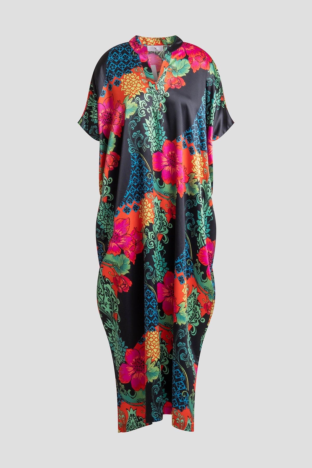 Harvest Printed Satin Wedge Caftan Harvest Black