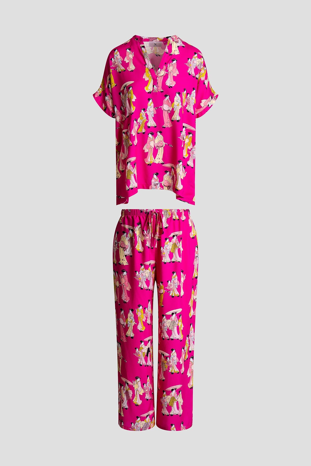 Geisha Challis Mandarin PJ Set Pink