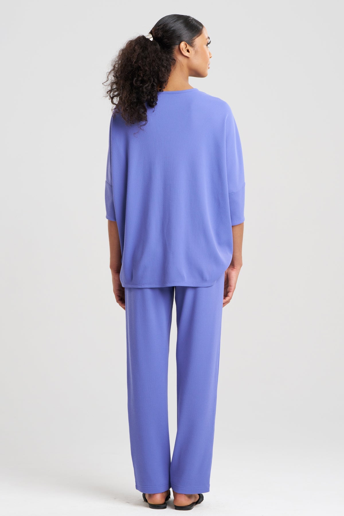 Tranquility Waffle V-Neck Top Windy Blue