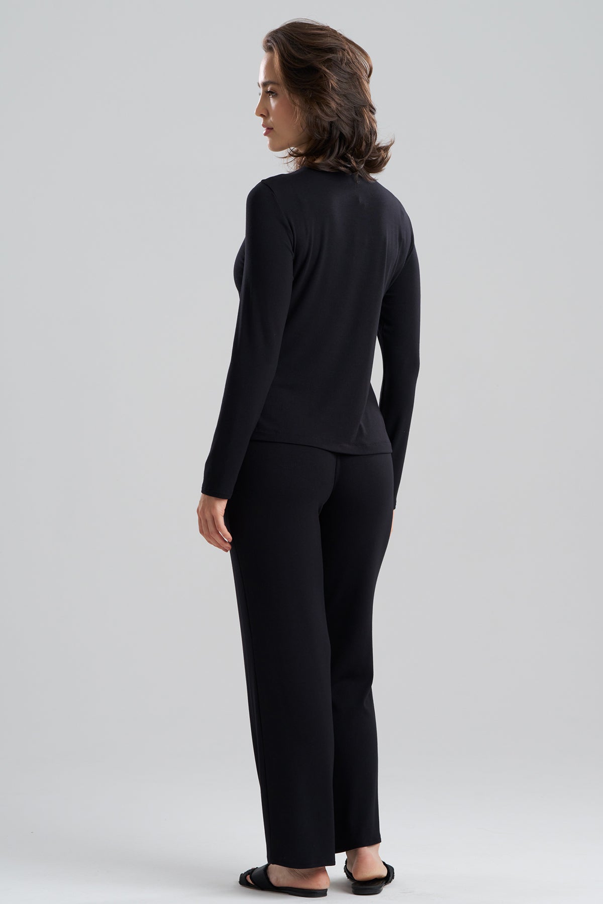 Bamboo Long Sleeve PJ Set Black