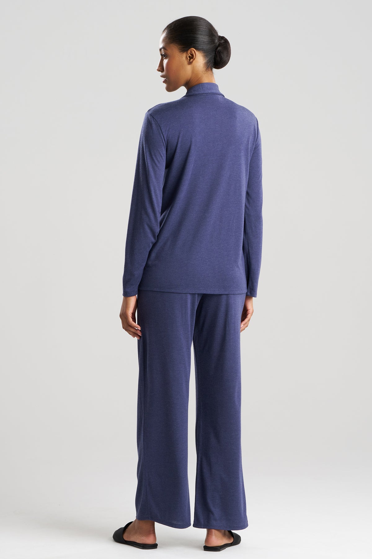 Shangri-La Embroidered TENCEL™ Notch PJ Heather Night Blue