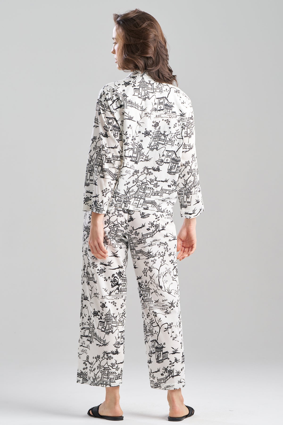 Toile Cotton Sateen Notch PJ Set Warm White