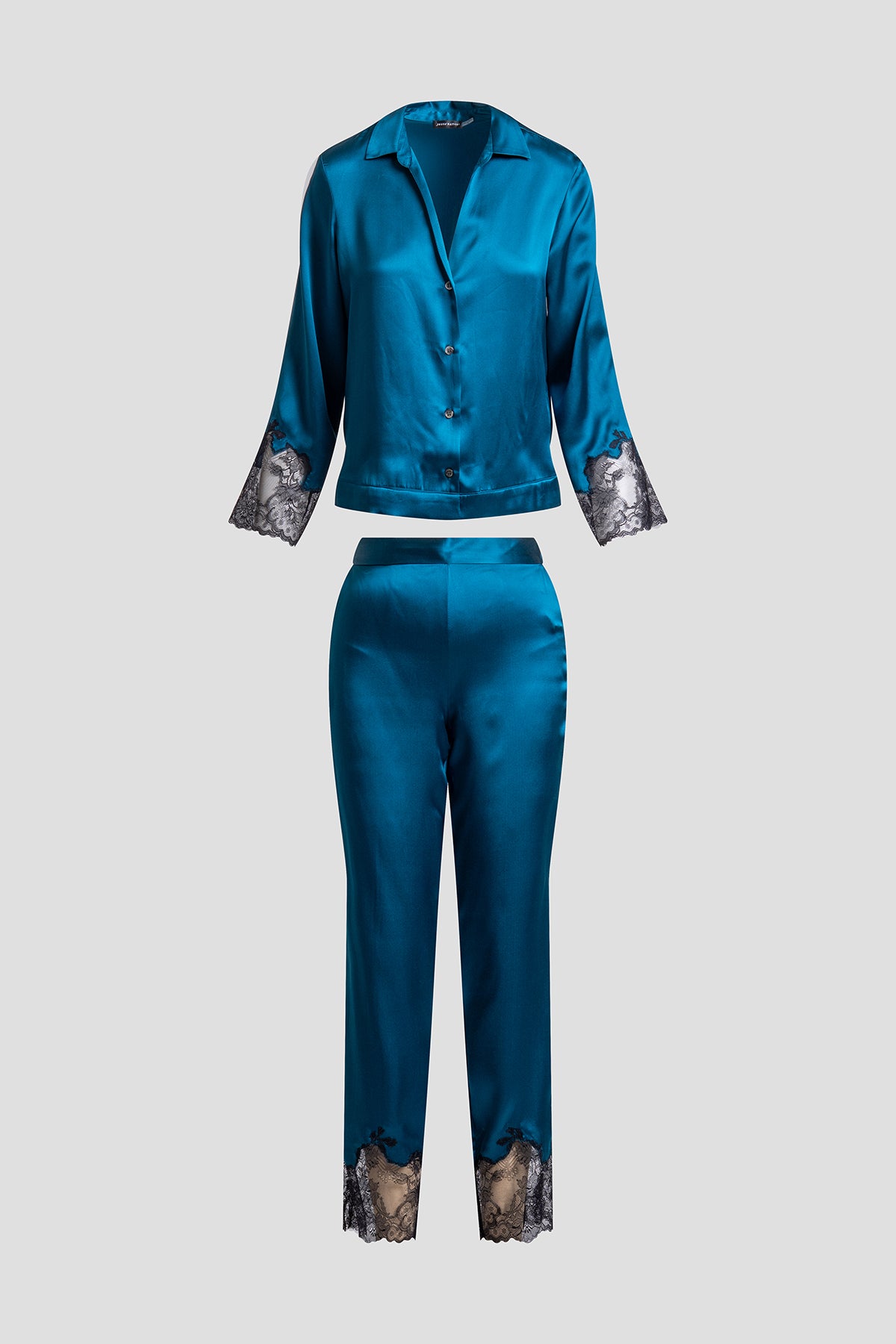 Lolita Lace Trim Silk Notch PJ Spruce