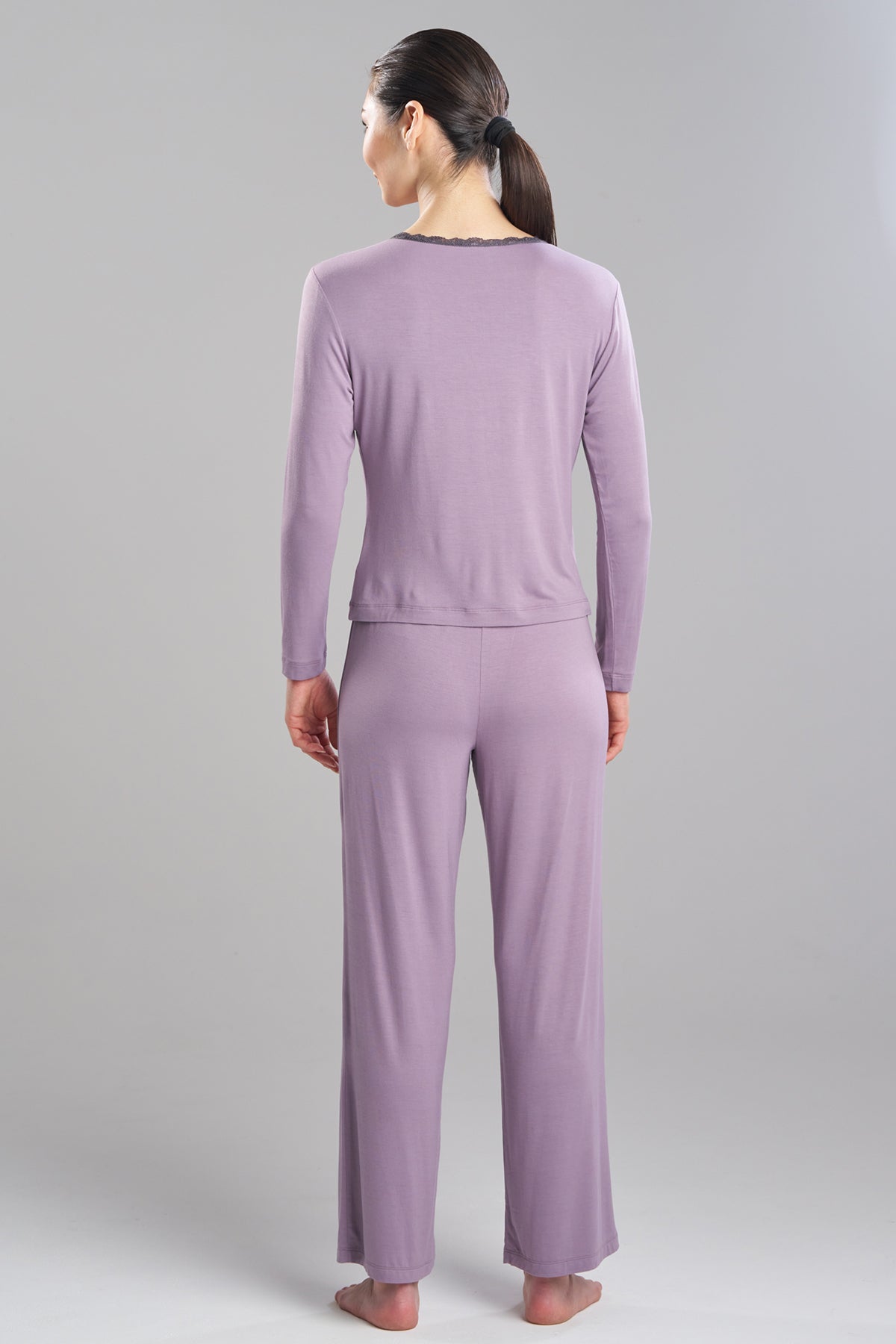 Iris Bamboo Jersey Ease Long Sleeve Lace PJ Wisteria