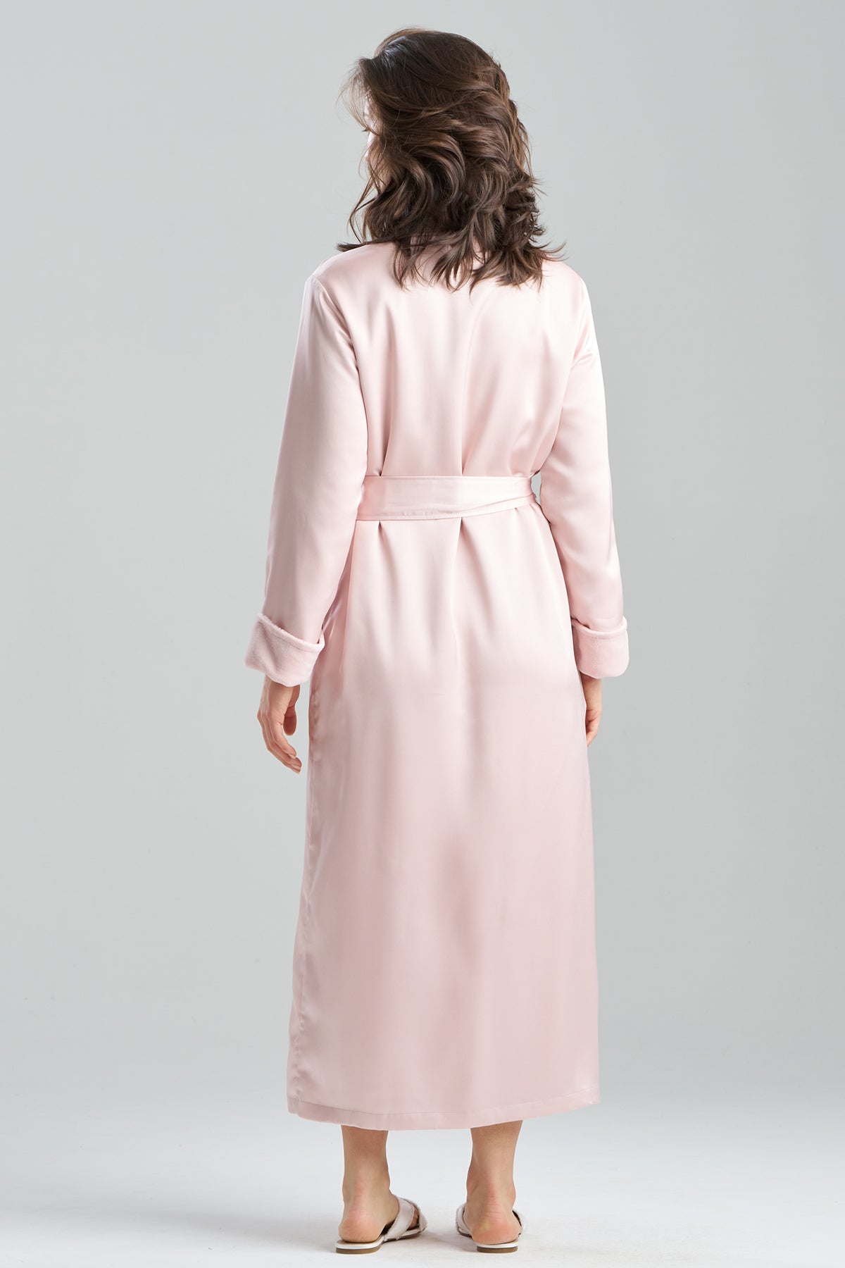 Satin Plush Robe Pink Rose
