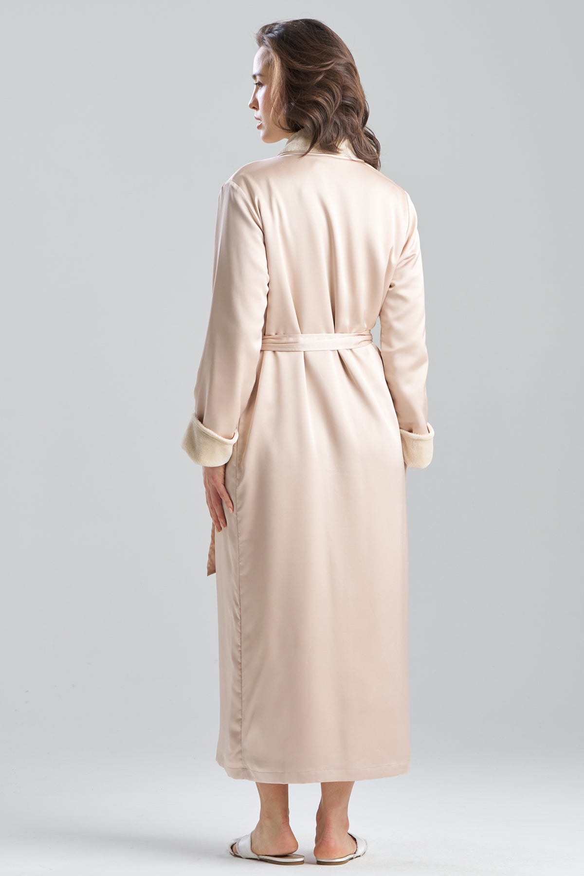Satin Plush Robe Wheat