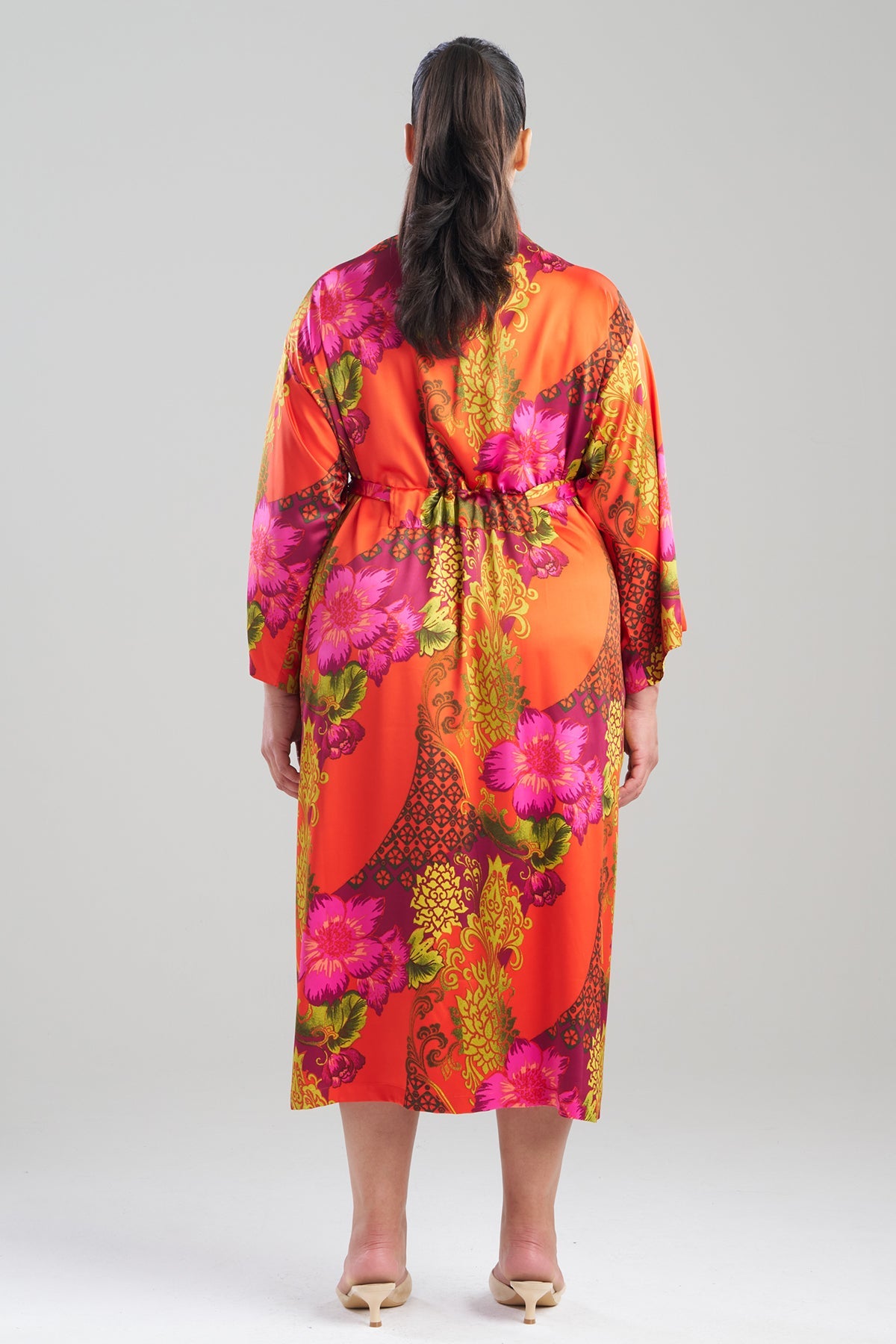 Harvest Printed Satin Robe Harvest Orange