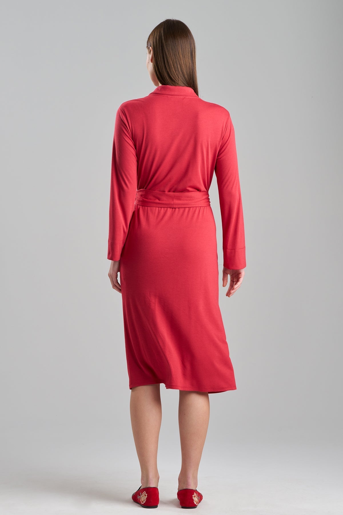 Buy Shangri-La Embroidered Robe in Crimson Red Online Crimson Red
