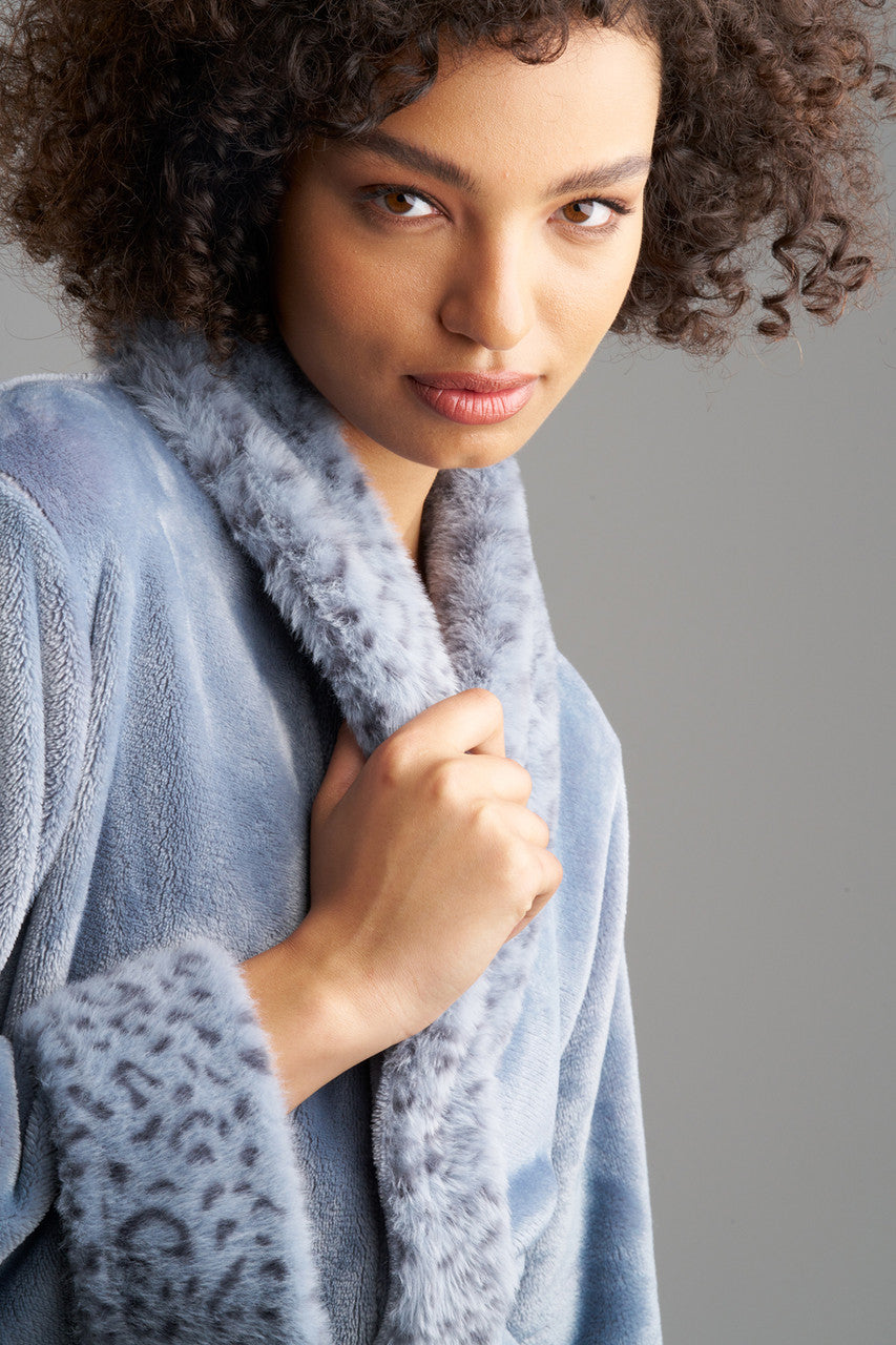 Buy Plush Lynx Robe in Blue Granite Online Blue Granite