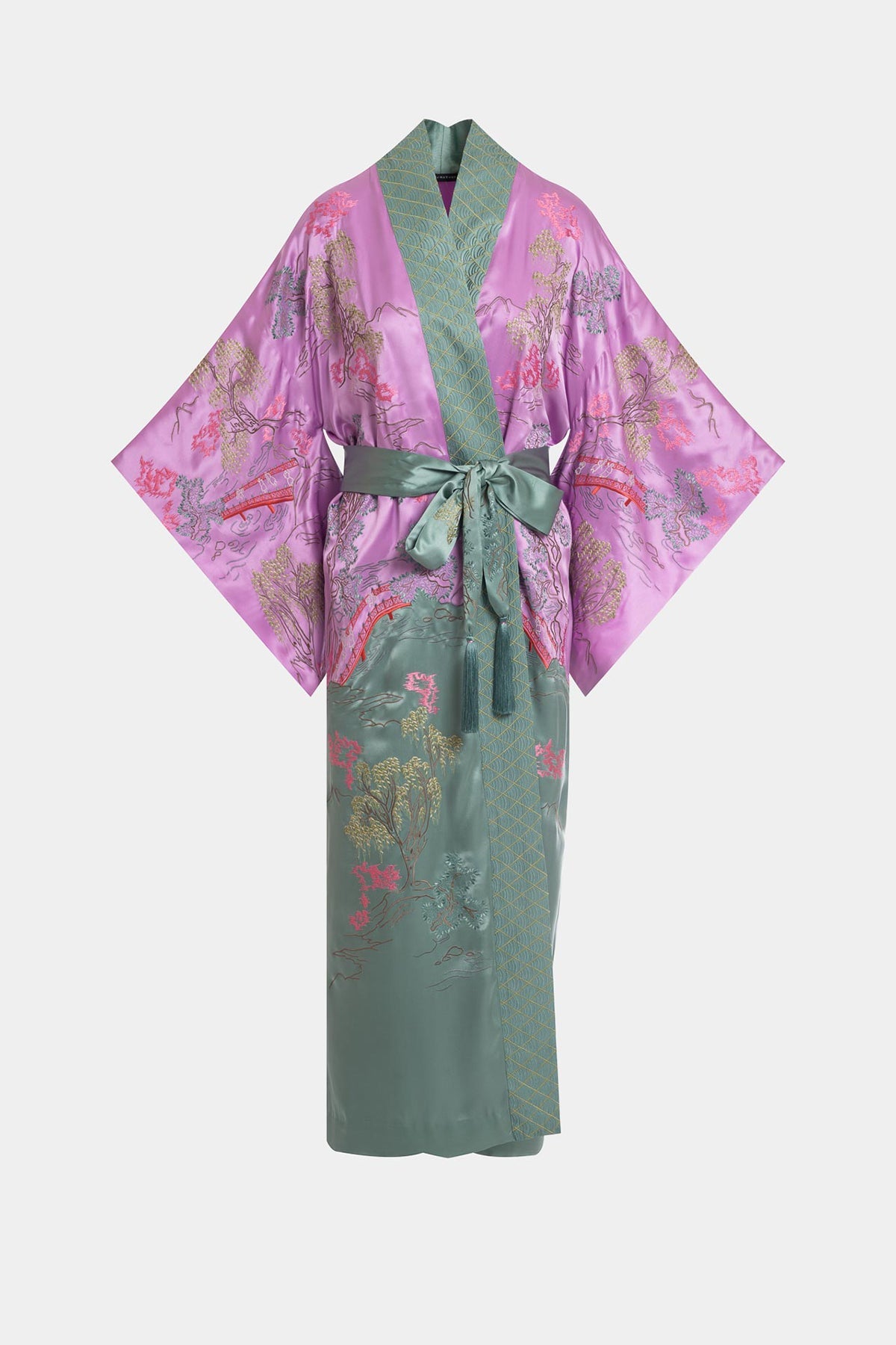 Couture Nara Embellished Drop Sleeve Silk Robe Lilac Rose