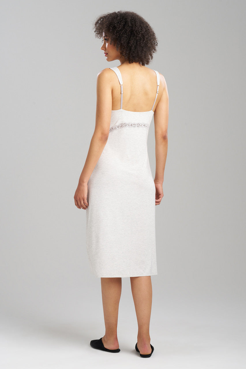 Buy Feathers Essentials Lenzing™ Ecovero™ Viscose Lace Applique Slip Dress in Heather Pebblestone Online Light Heather Grey
