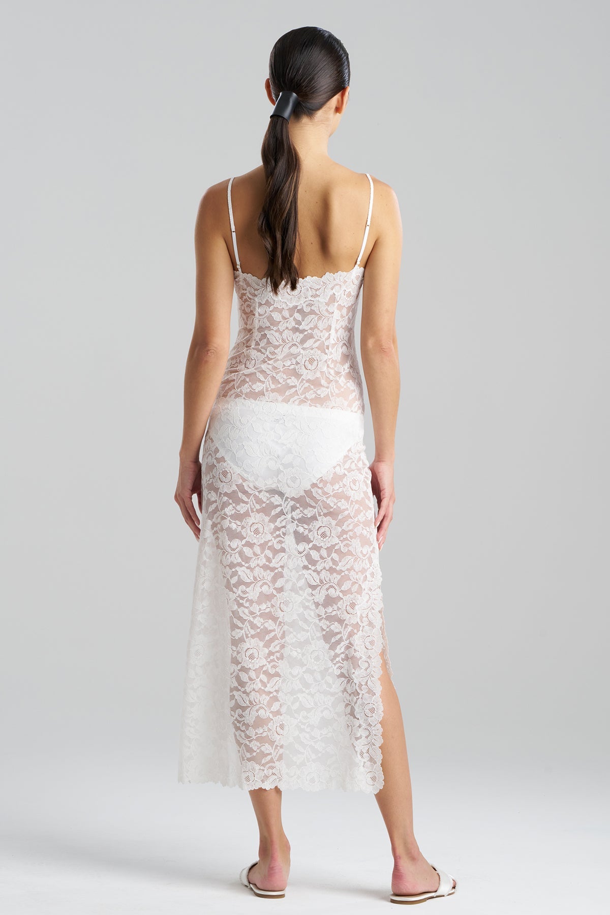 Peony Allover Lace Slip Dress Warm White