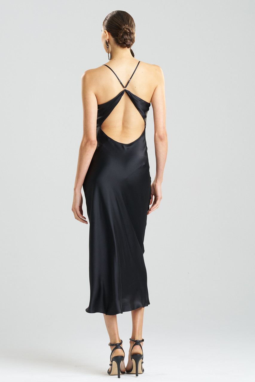 Buy Key Essentials V-neck Silk Gown in Black Online Black