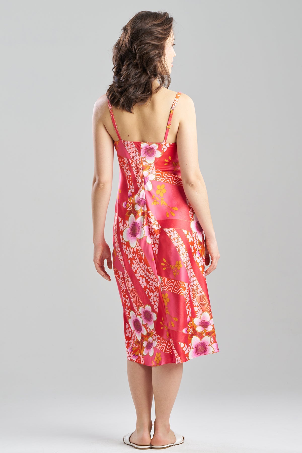 Magnolia Printed Satin Slip Dress Deep Rasberry