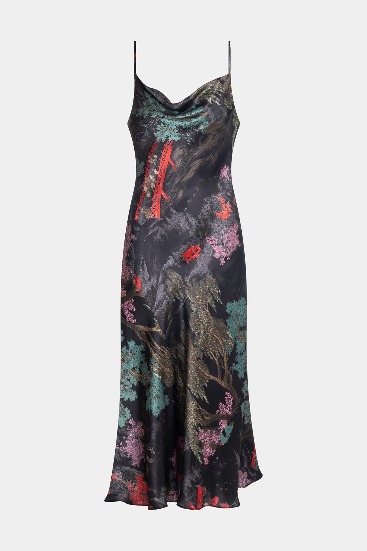 Nara Silk Slip Dress Black