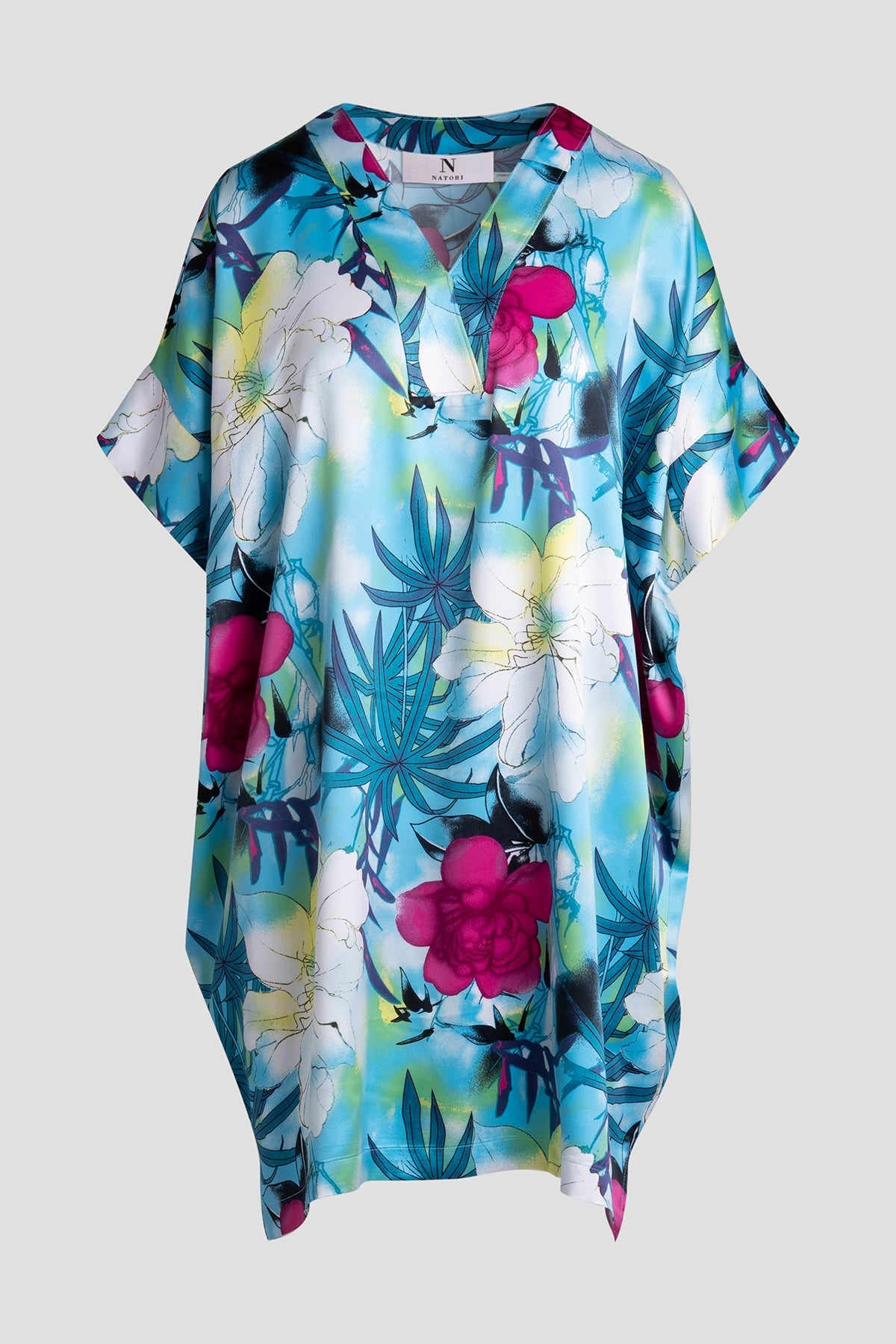 Viva Printed Satin Sleepshirt Teal