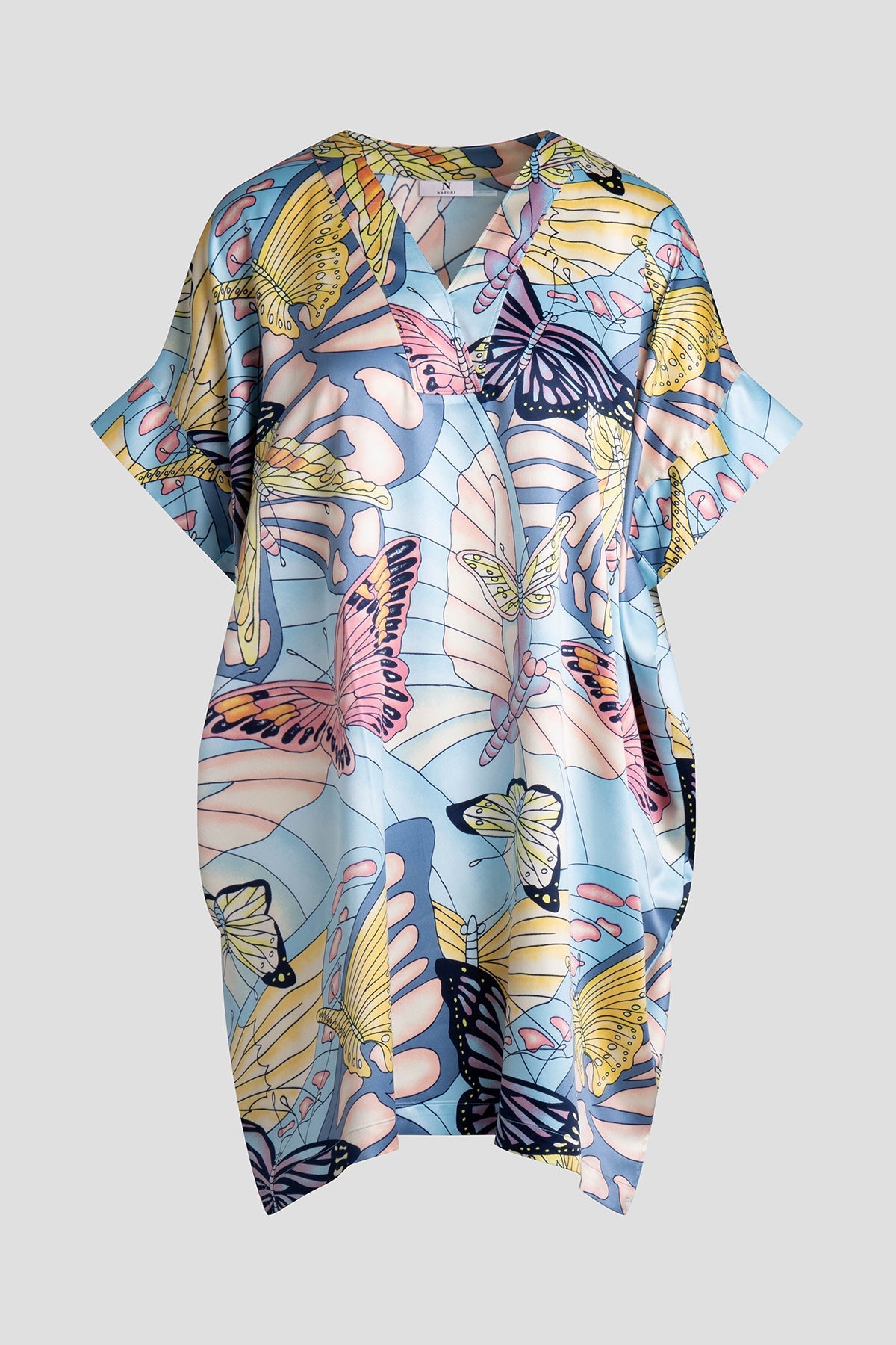 Papillon Printed Satin Sleepshirt Blue