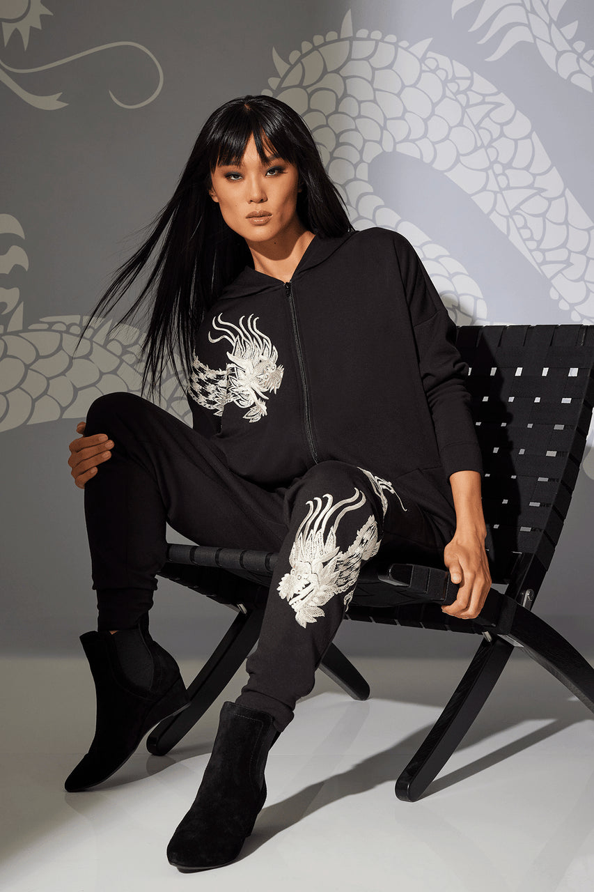 Buy Cocoon Dragon Embroidered Jogger Pants in Black Online Black
