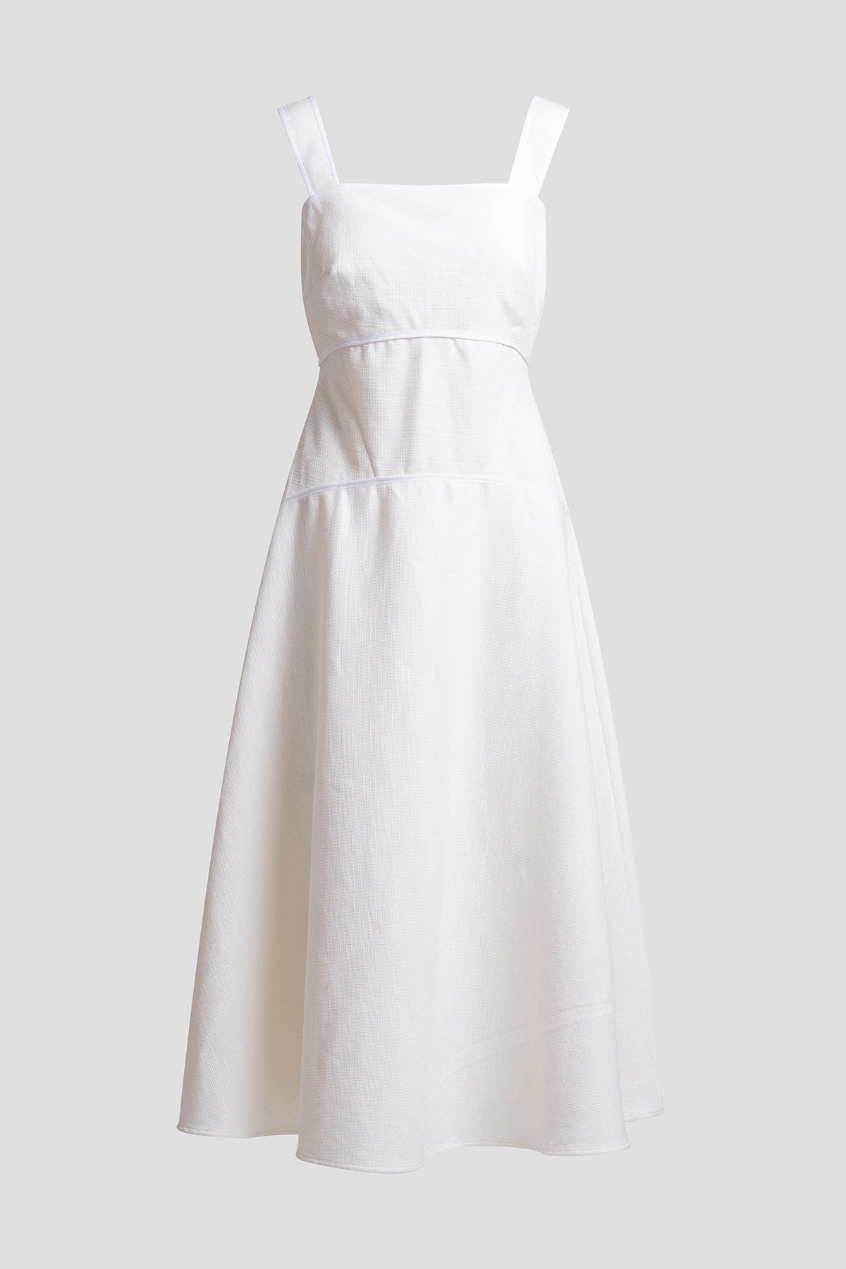 Stretch Basketweave Cotton Sundress Warm White