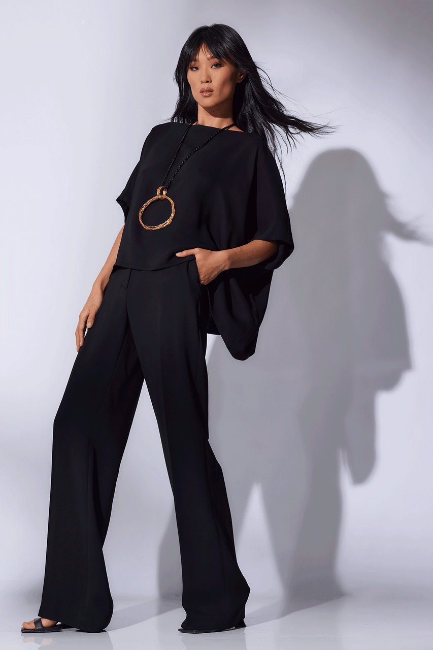 Buy Stretch Crepe Straight Leg Pants in Black Online Black