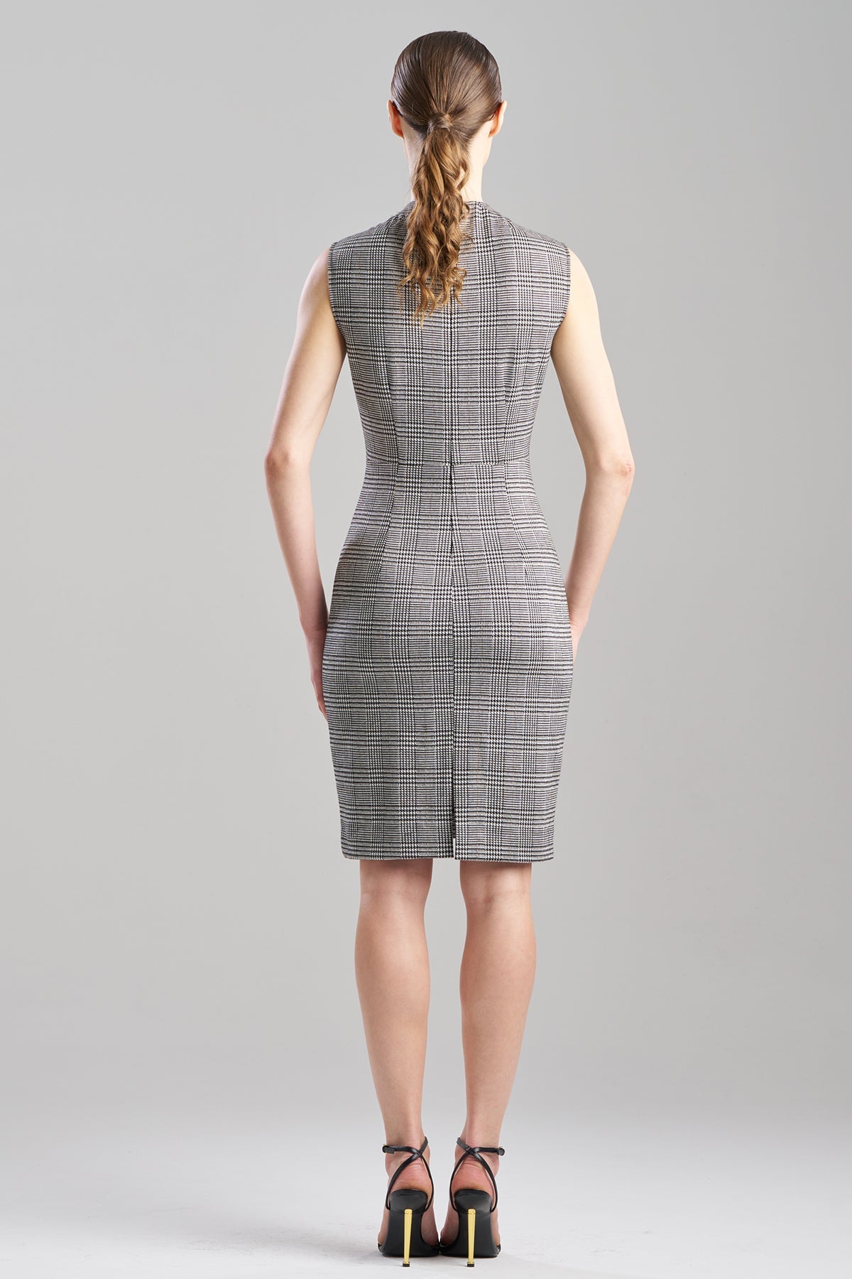 Check Lace Embellished Sheath Dress Grey/Black