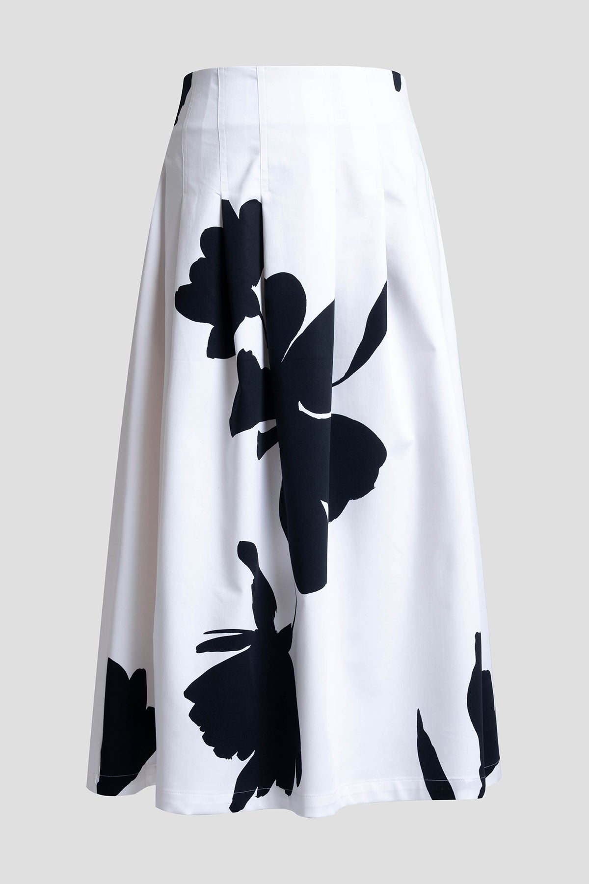 Peony Cotton Chino Pleated Skirt Warm White
