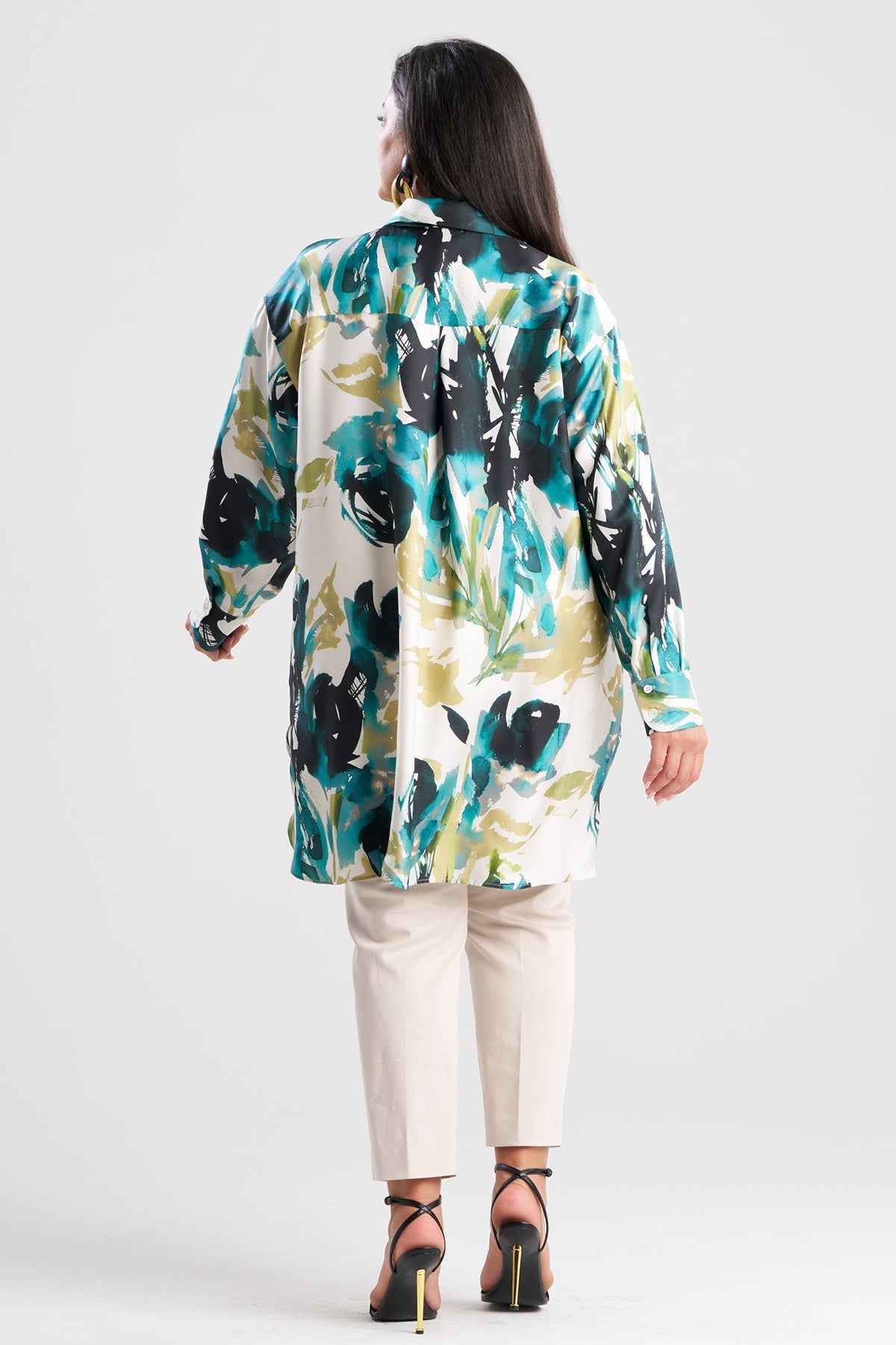 Mira Silk Twill Oversized Shirt Midnight Teal