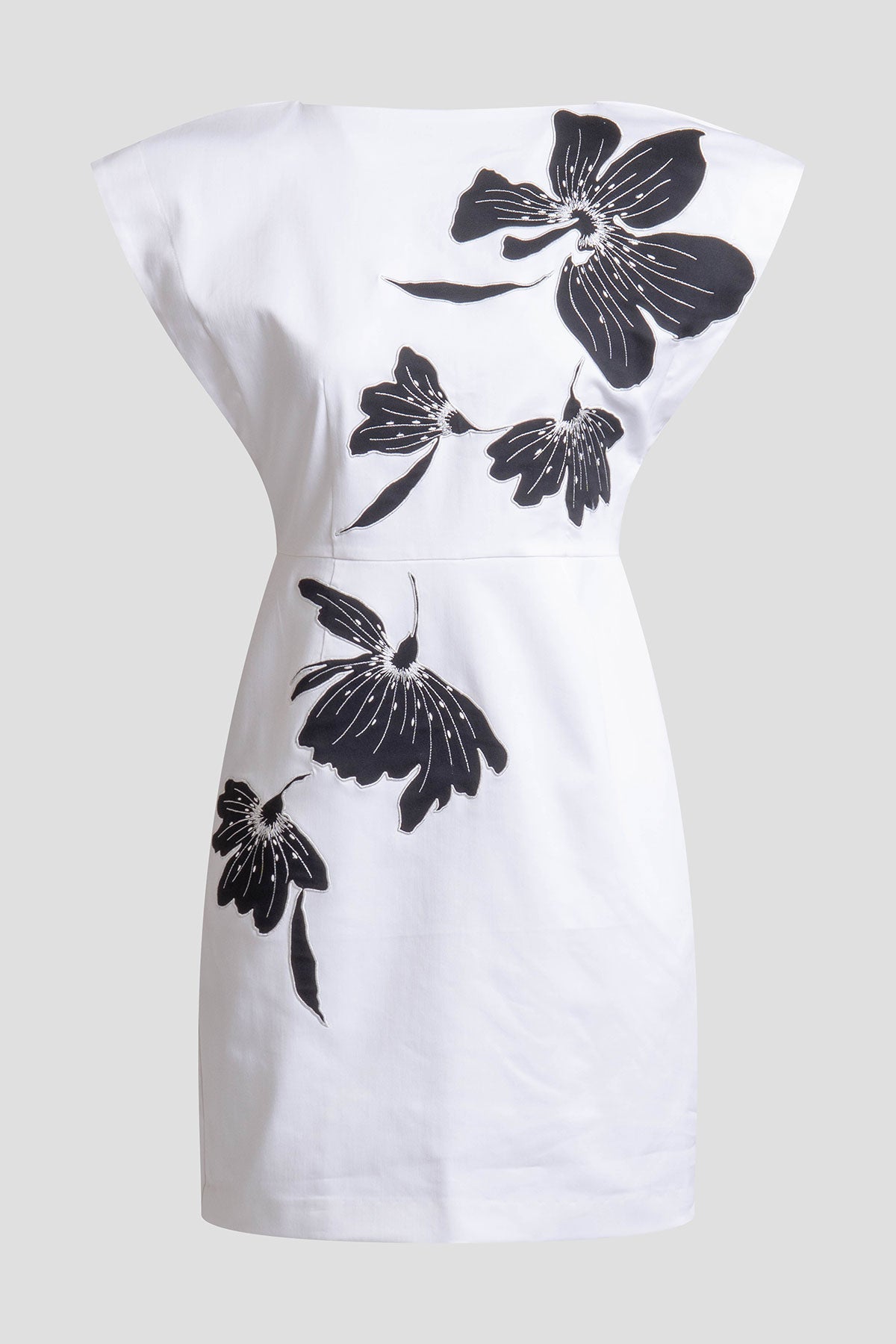 Cotton Chino Embroidered Mini Dress White