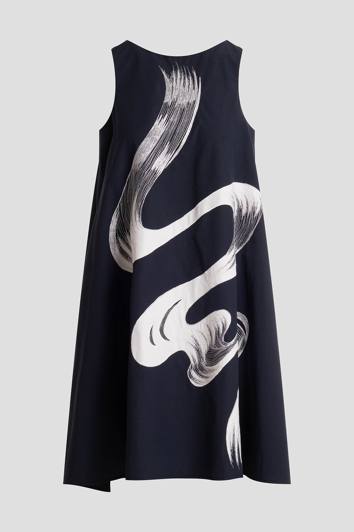Tech Cotton Taffeta Asymmetric Dress Black
