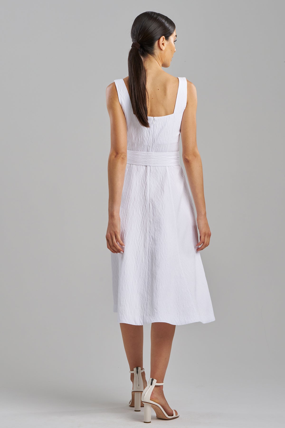 Textured Jacquard Square Tank Dress White
