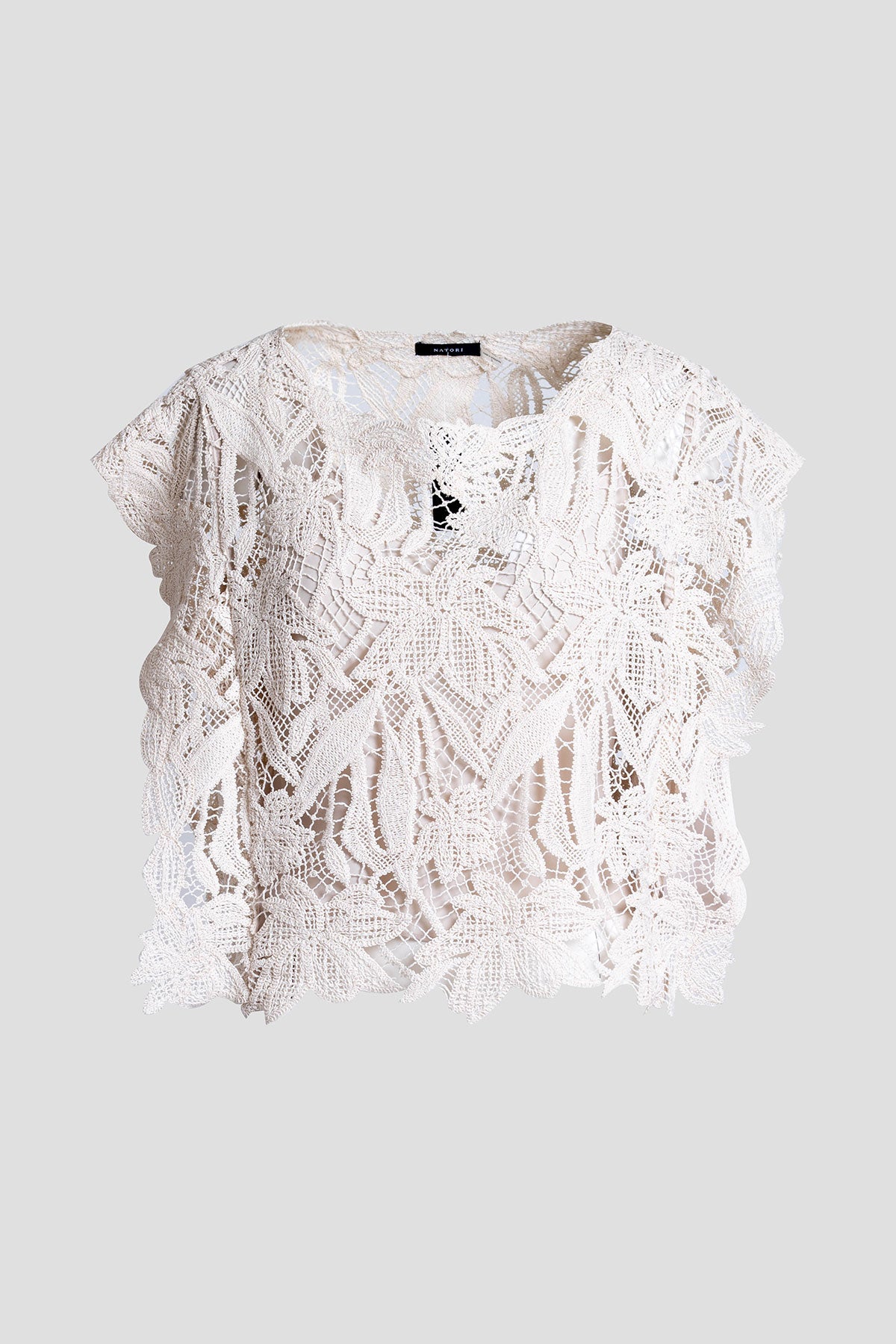 Crochet Lace Cotton Square Top Parchment