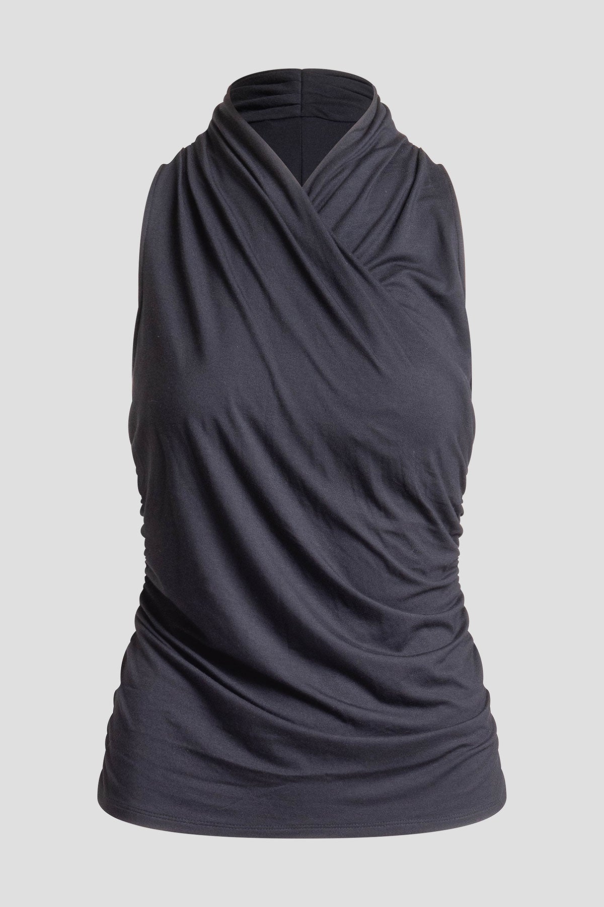 Feather Lightweight Knit Twist Neck Top Black