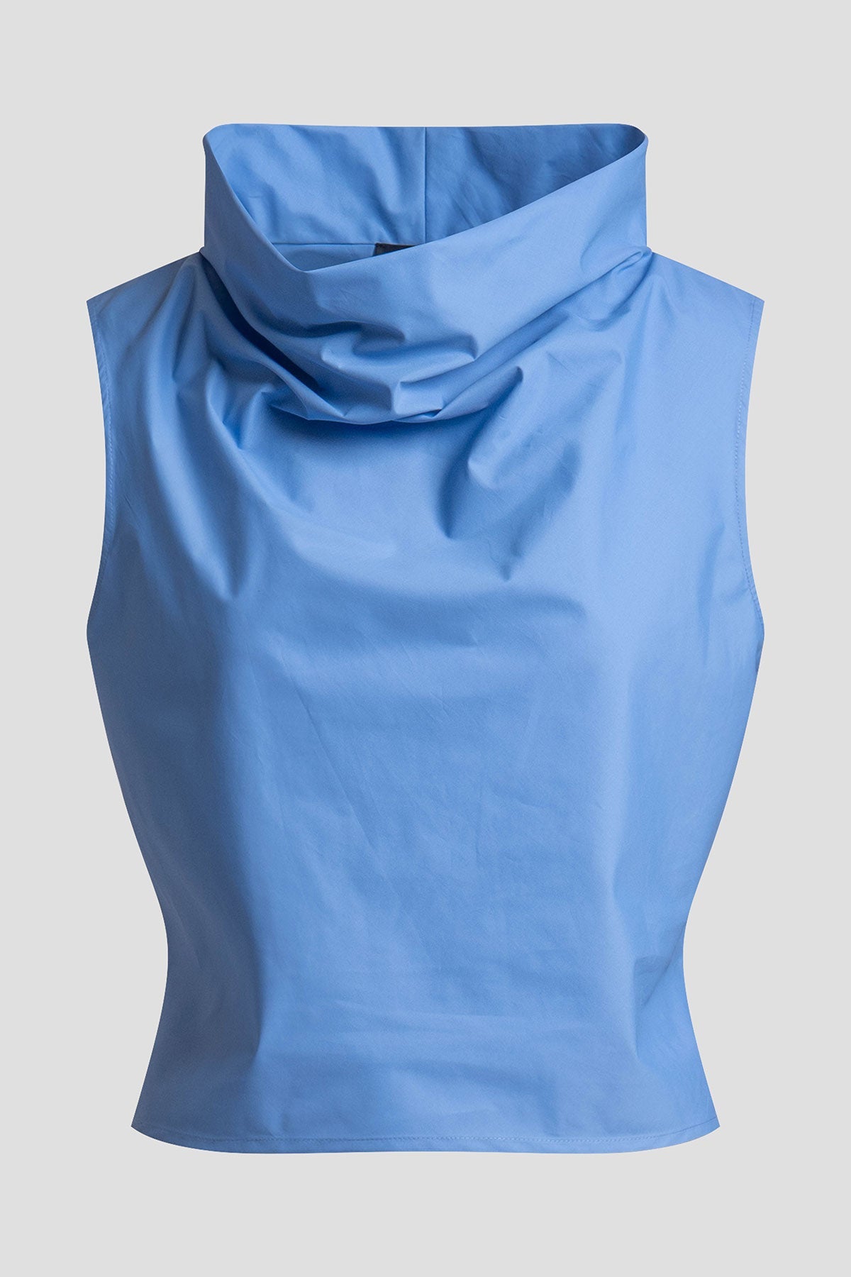 Techno Poplin Cowl Top Blue Iris