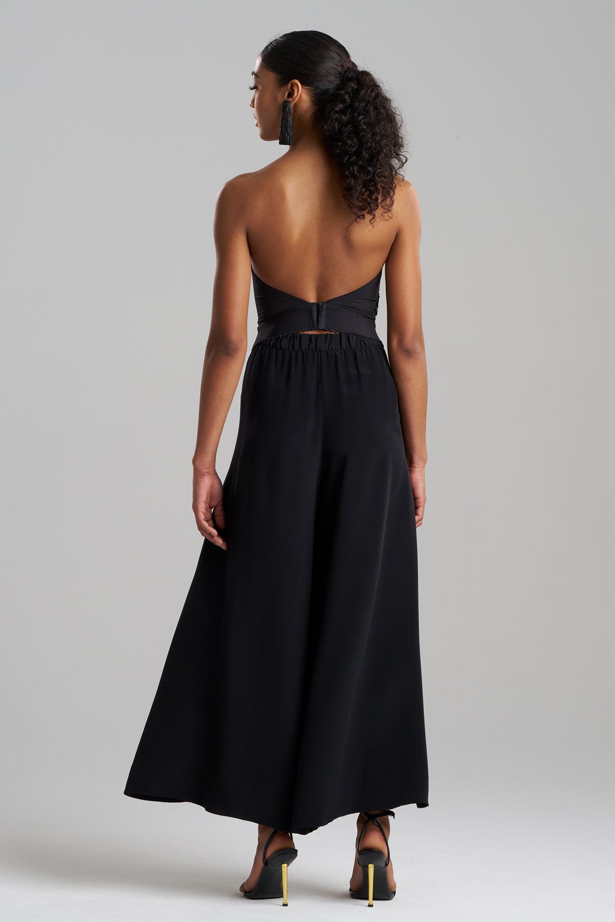 Couture Habotai Embellished Bustier Black