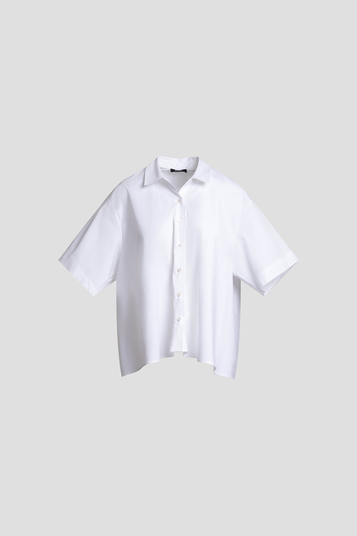 Cotton Poplin Short Sleeve Trapeze Shirt White