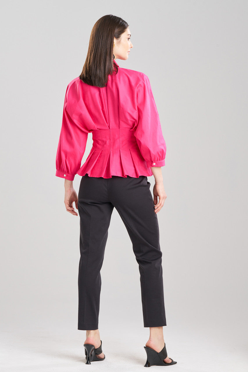 Buy Cotton Silk Slub Pleated Shirt in Azalea Online Azalea