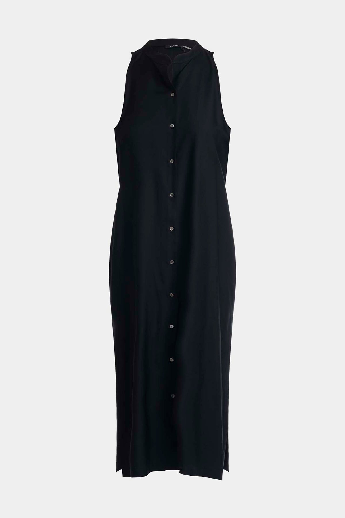 Cotton Silk Twill Sleeveless Tunic Black