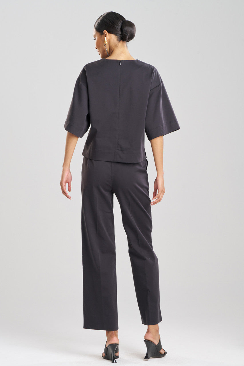 Buy Cotton Chino Embroidered Top in Black Online Black