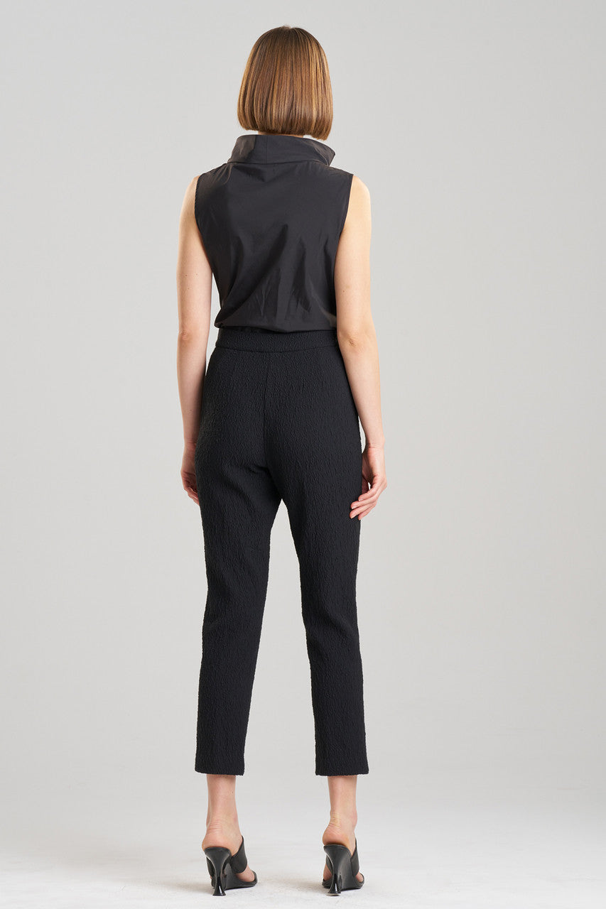 Buy Stretch Texture Jacquard Ankle Pants in Black Online Black