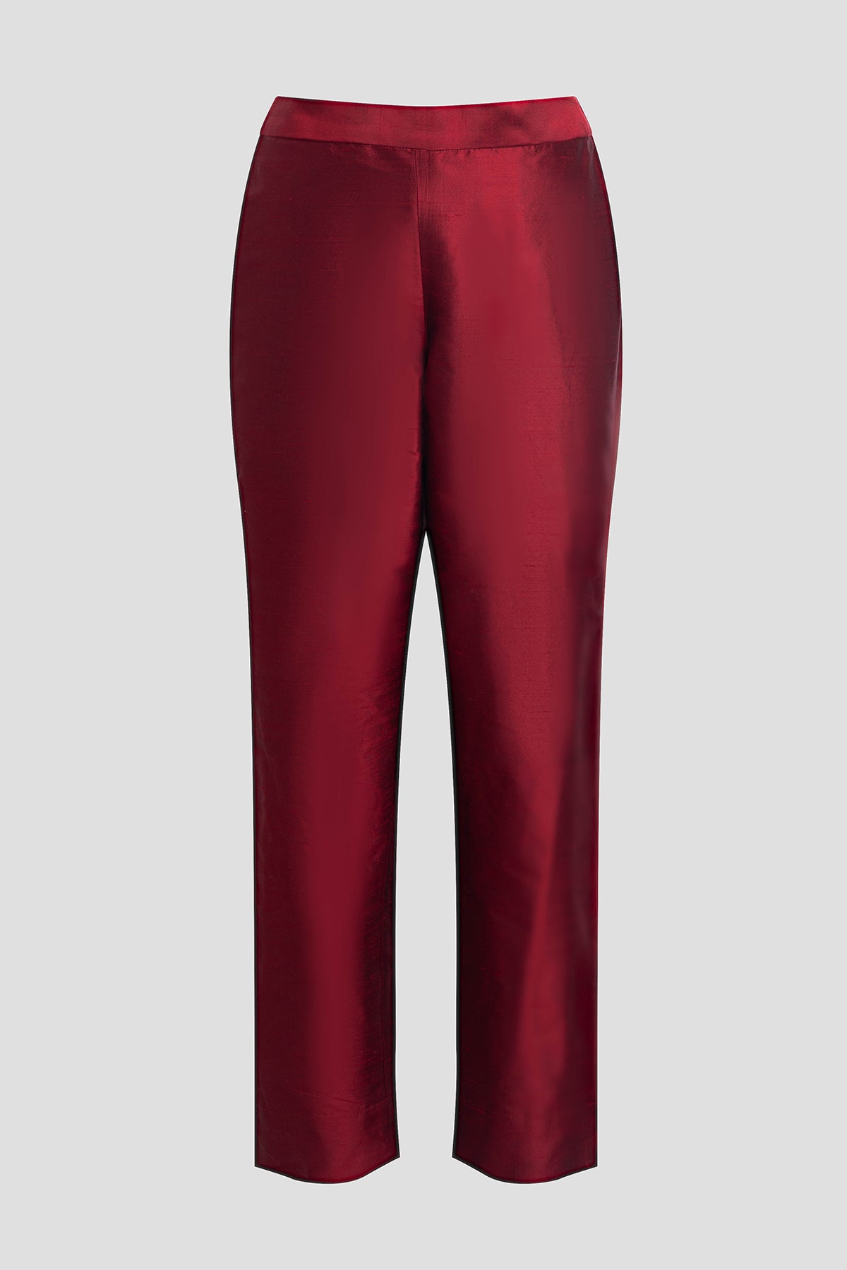 Couture Silk Dupioni Slim Pants Red Garnet