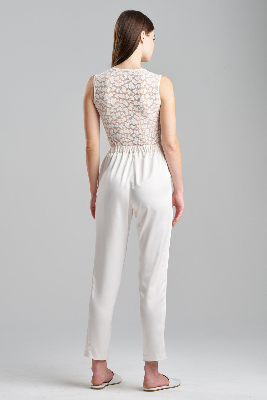 Buy Luxe Charmeuse Pull On Tapered Pants in Warm White Online Warm White