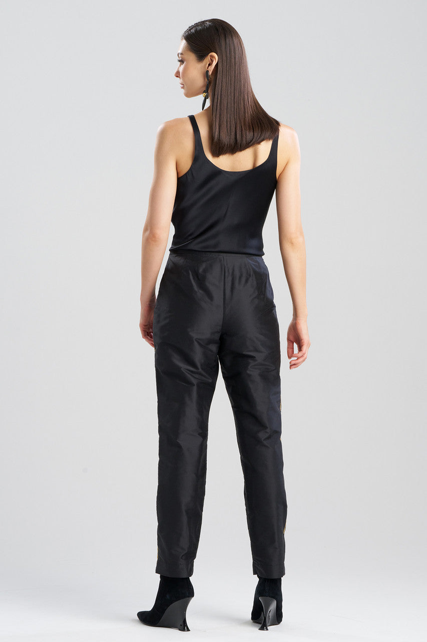 Buy Couture Silk Dupioni Embroidered Slim Pants in Black/Gold Online Black/Gold