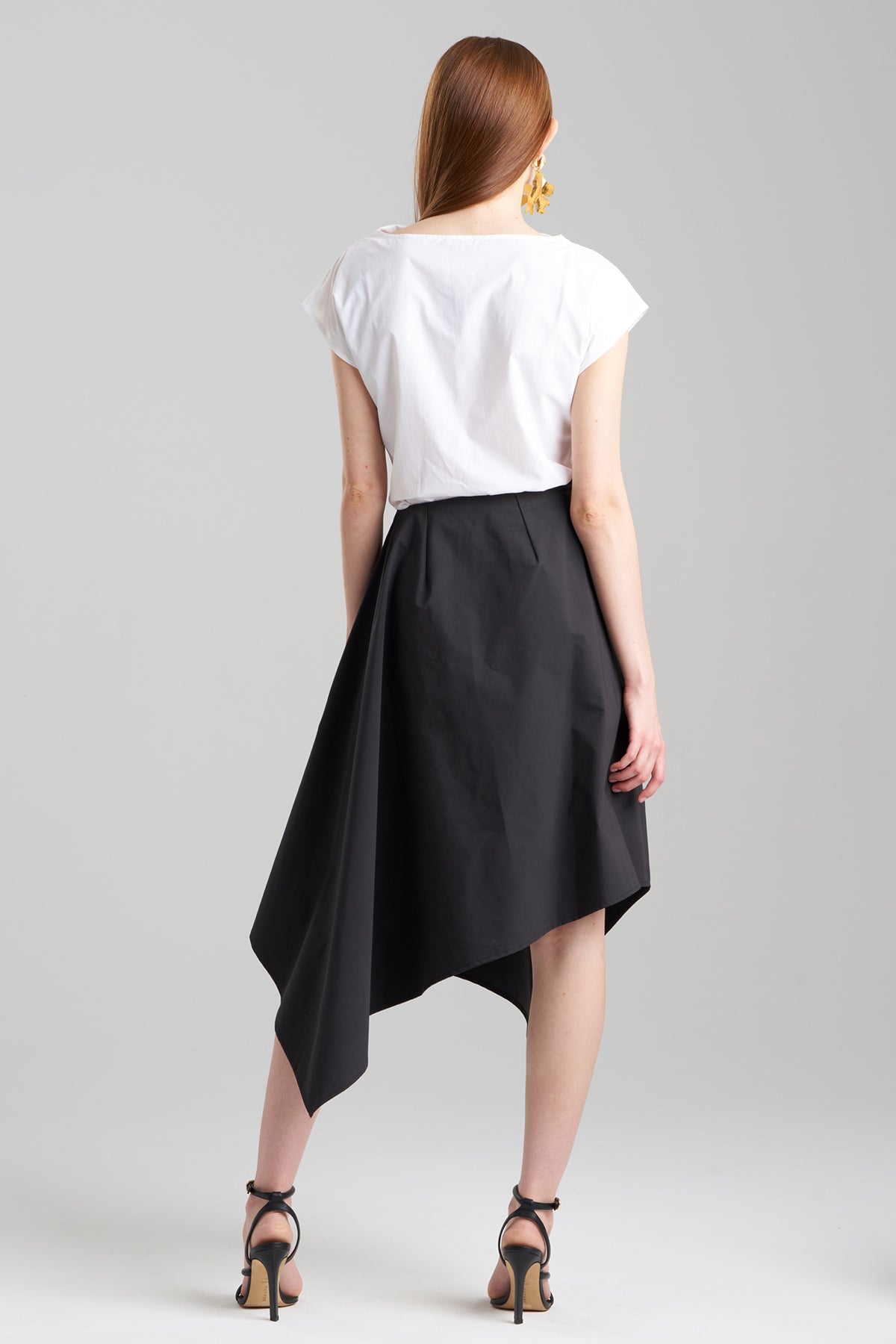 Tech Cotton Taffeta Origami Asymmetrical Skirt Black