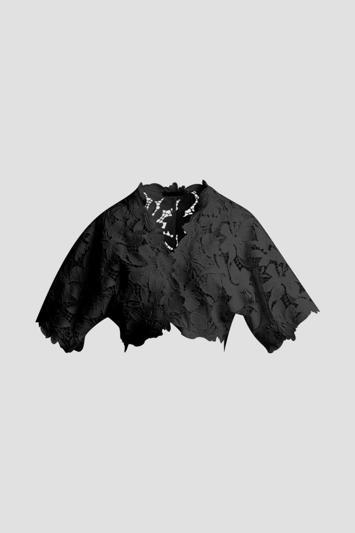 Peony Floral Lace Bolero Black