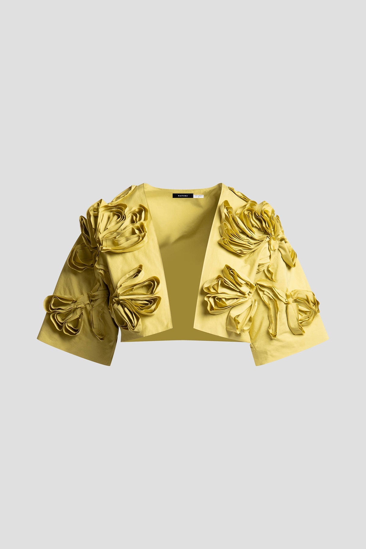 Tech Cotton Taffeta 3D Embroidered Bolero Chartreuse