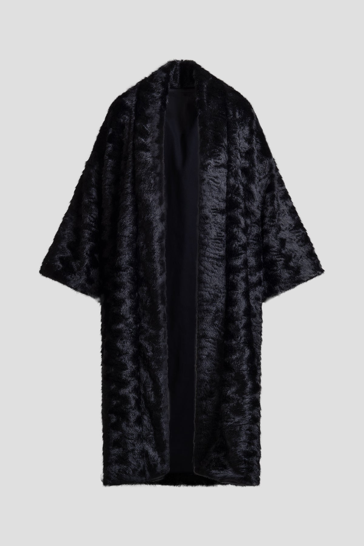 Astrakhan Faux Fur Coat Black