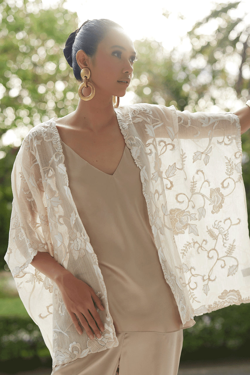 Buy Couture Piña Embroidered Jacket in Natural Online Natural