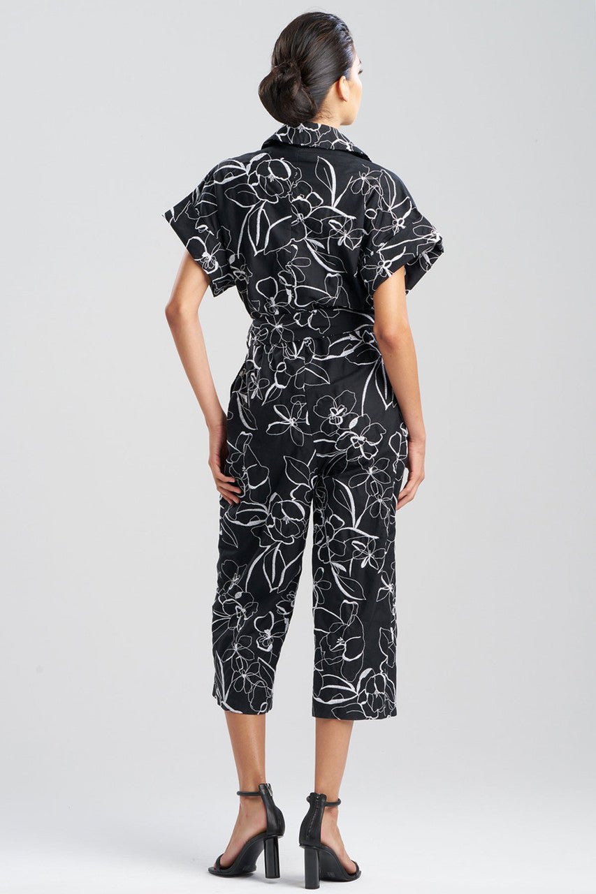 Buy Flower Stencil Embroidered Jumpsuit online Black