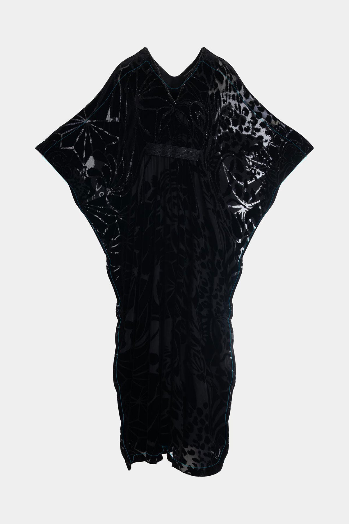 Nouveau Velvet Embellished Silk Caftan Black